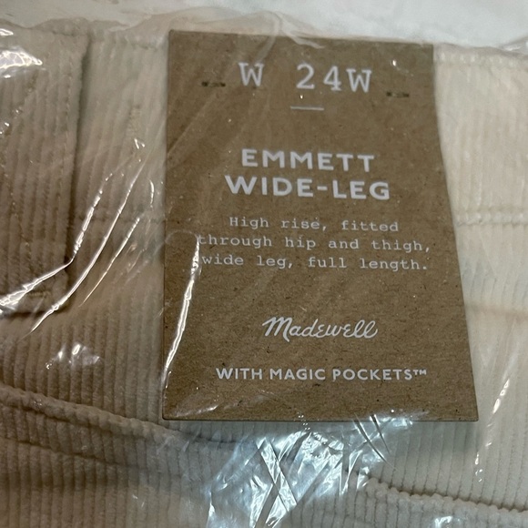 NWT Madewell Emmett 2.0 Wide Leg Corduroy Pants Antique Cream Women’s Plus Sizes - Picture 10 of 10